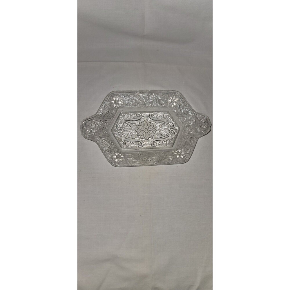Vintage Tiara Sandwich Clear Glass Individual Serving Tray Dish Excellent